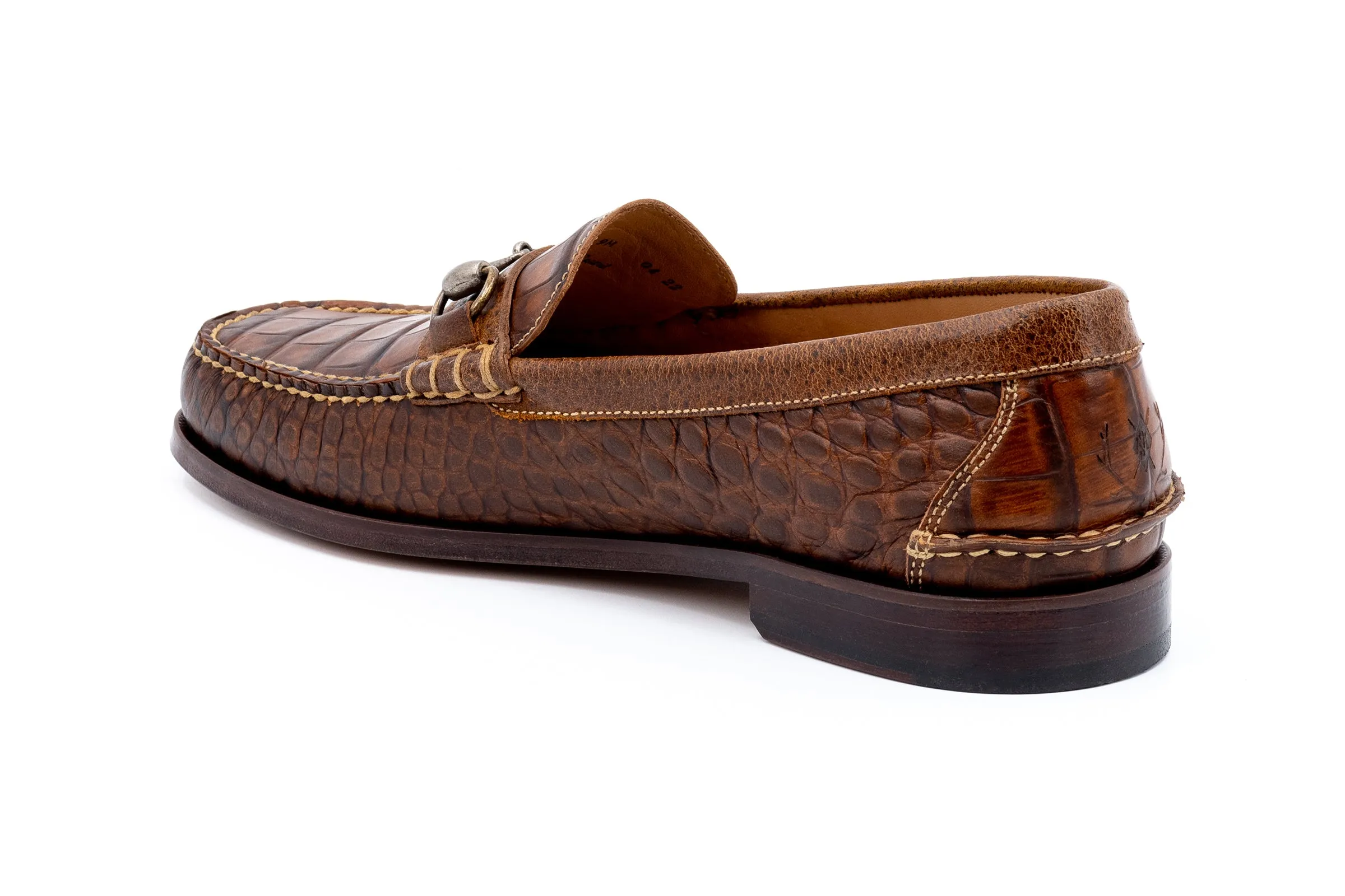 All American Alligator Grain Horse Bit Loafers - Chestnut