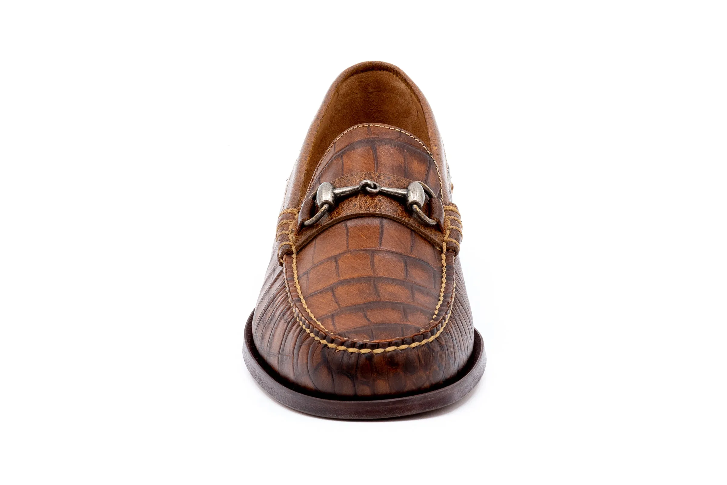 All American Alligator Grain Horse Bit Loafers - Chestnut