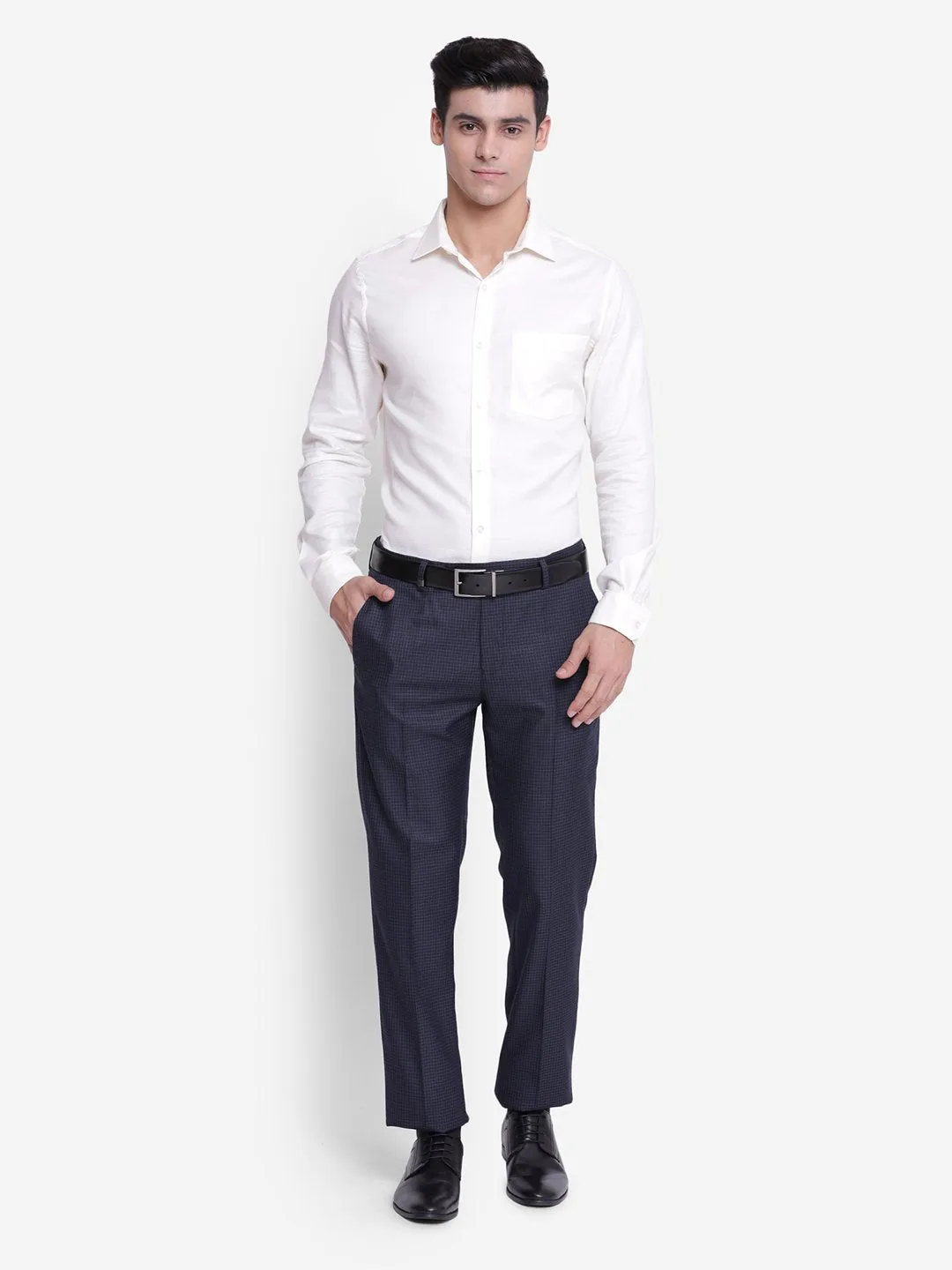 Anti-Bacterial Men Slim Fit Solid Spread Collar Formal White Shirt