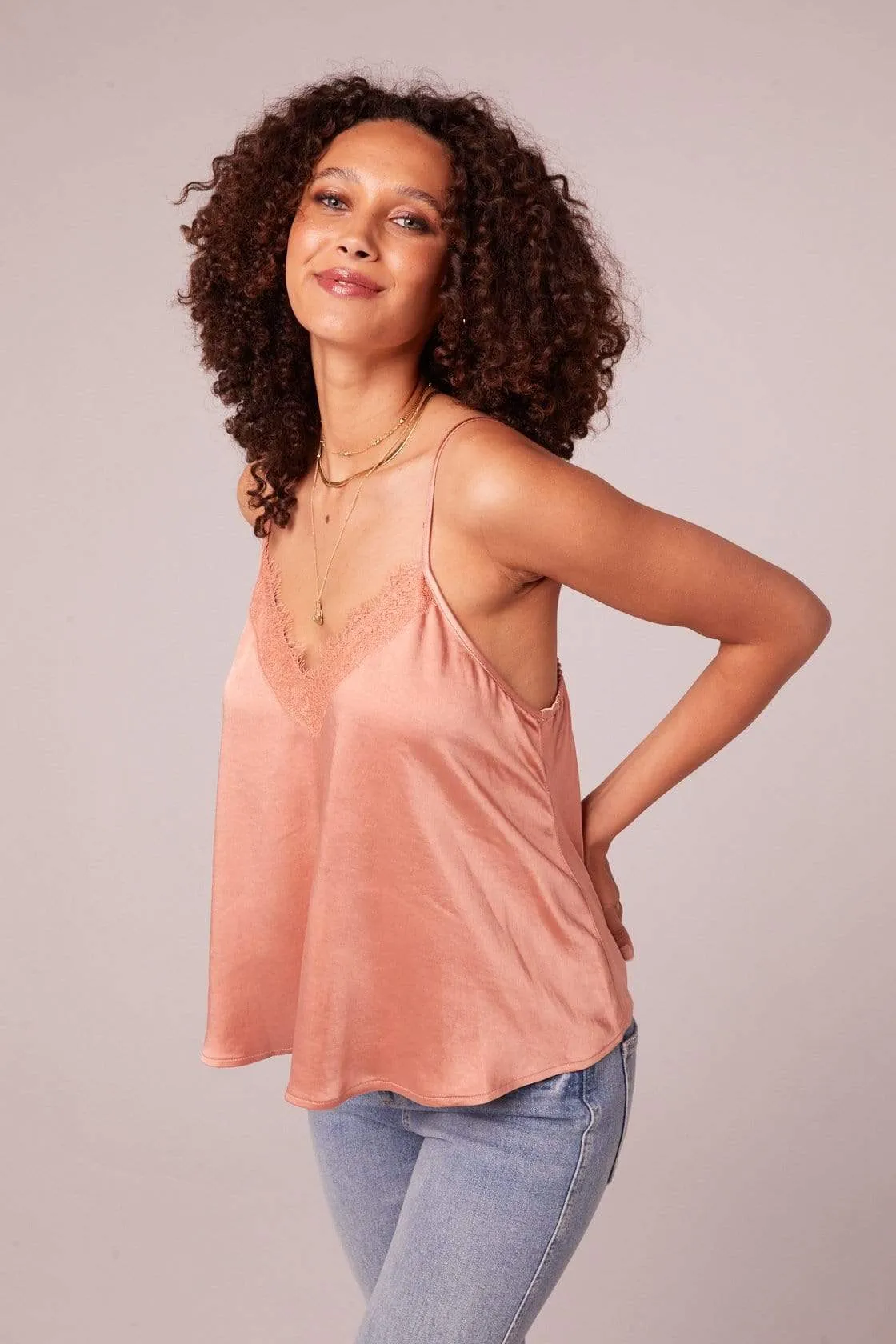 Athena Satin Tank Top Peach