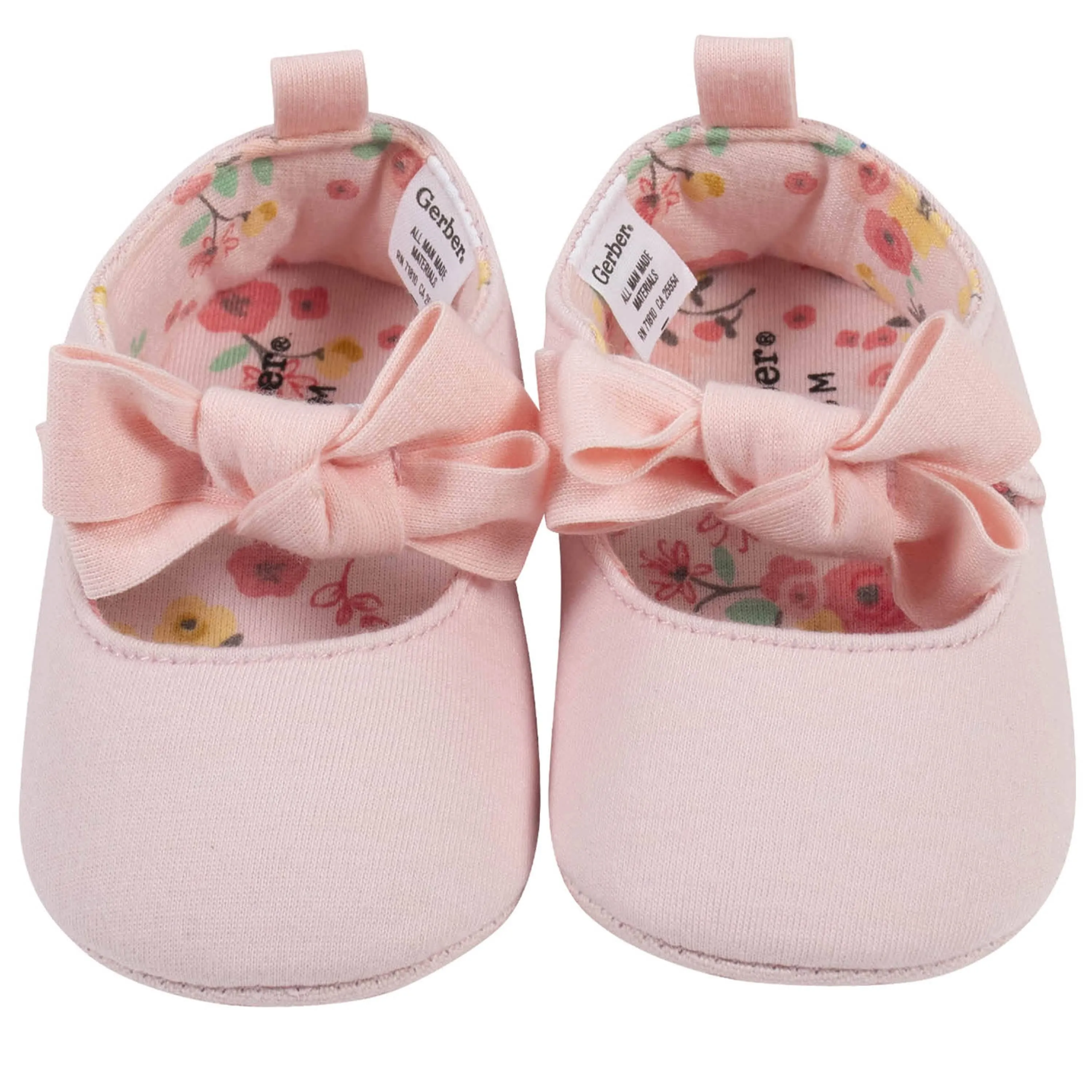 Baby Girls Pink Bow Jersey Shoes