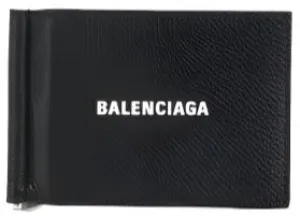 Balenciaga Cash Moneyclip Wallet In Black Grained Calfskin