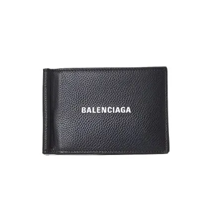 Balenciaga Cash Moneyclip Wallet In Black Grained Calfskin