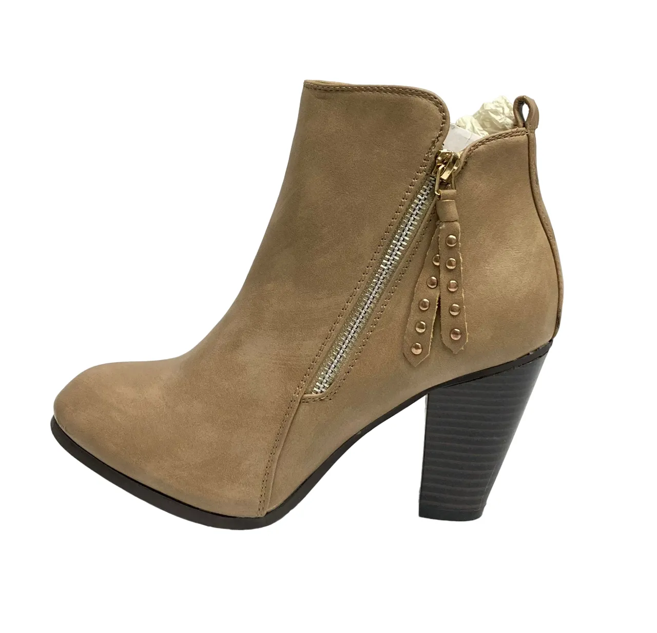 Ball Band Camel Color Heel Bootie Women