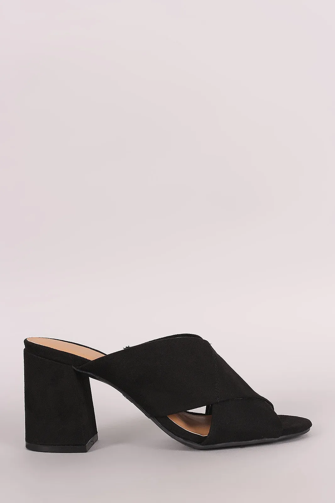 Bamboo Suede Crisscross Chunky Mule Heel