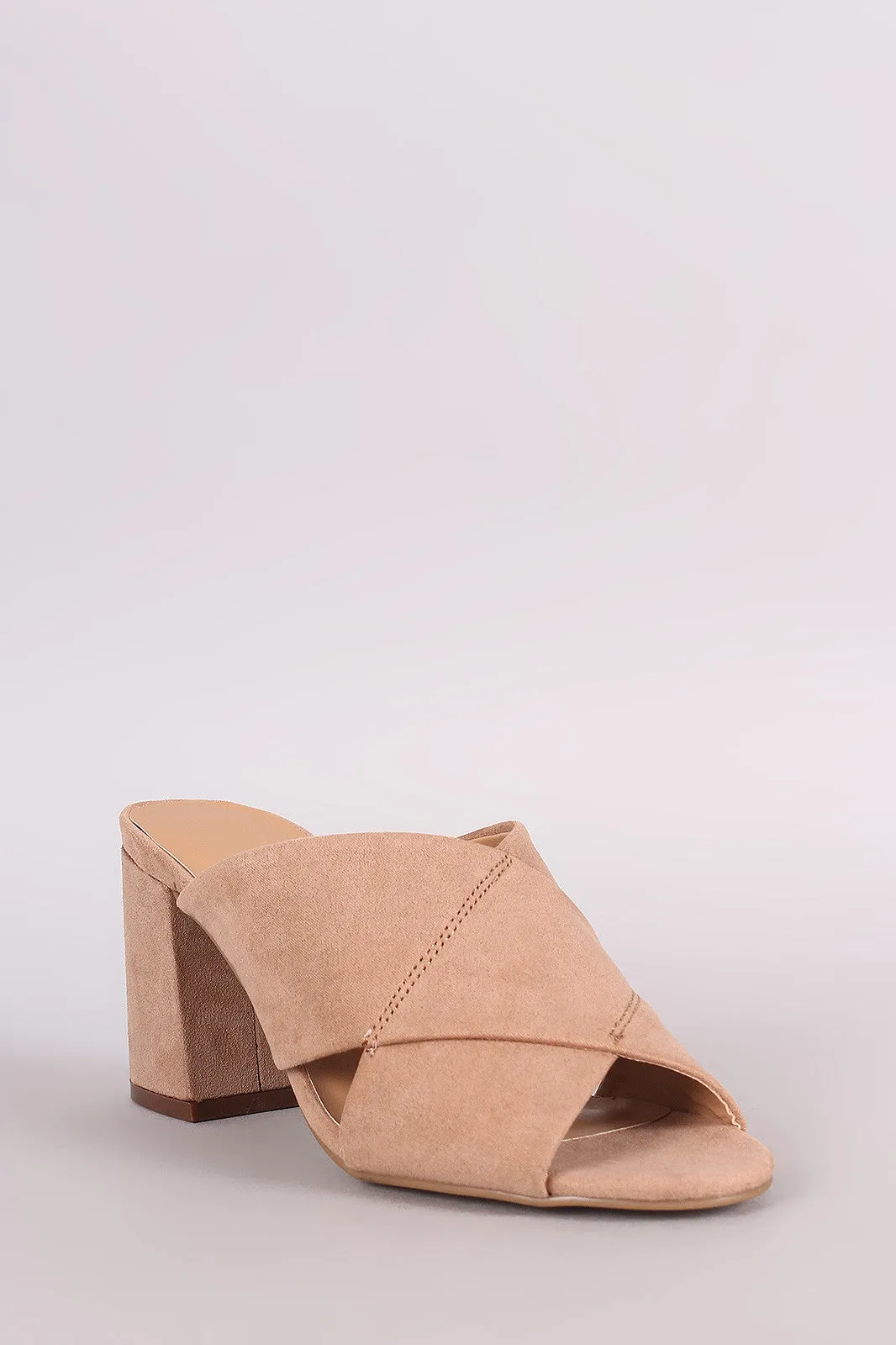 Bamboo Suede Crisscross Chunky Mule Heel