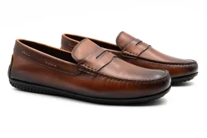 Bermuda Saddle Leather Penny Loafers - Whiskey