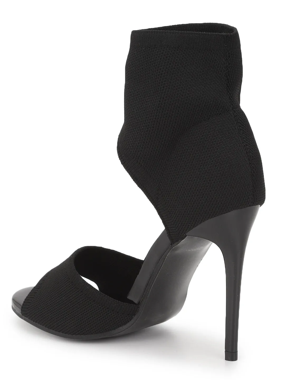 Black Knitted Stiletto Sandals (TC-CN-3212-1-BLK)