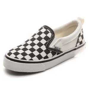 Black White Check Slip On Sneakers