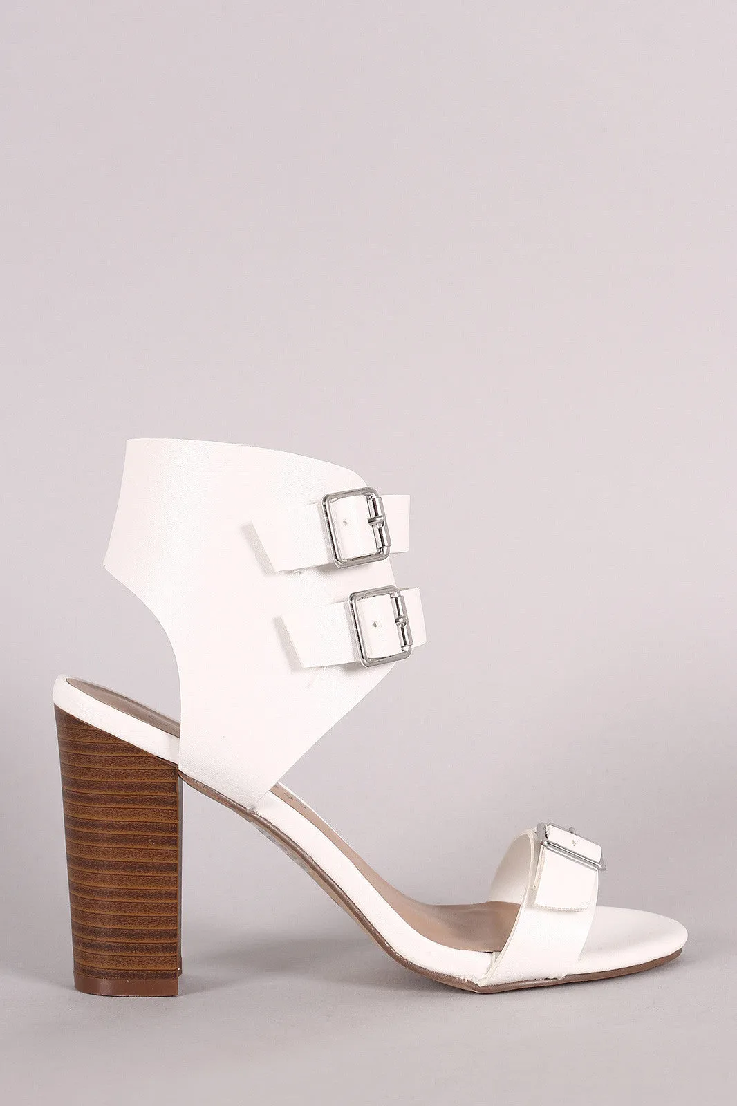 Breckelle Buckled Ankle Cuff Chunky Heel