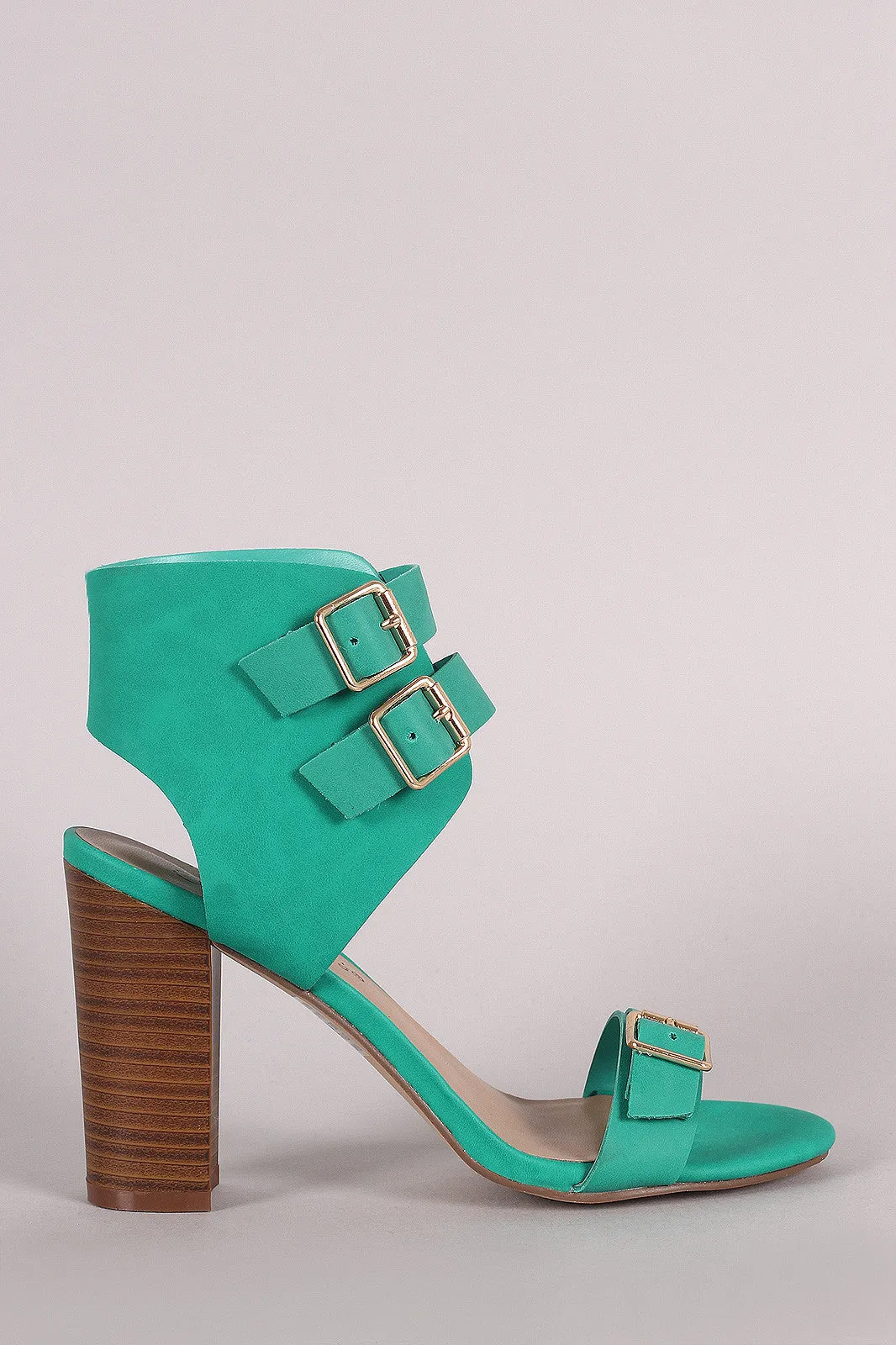 Breckelle Buckled Ankle Cuff Chunky Heel