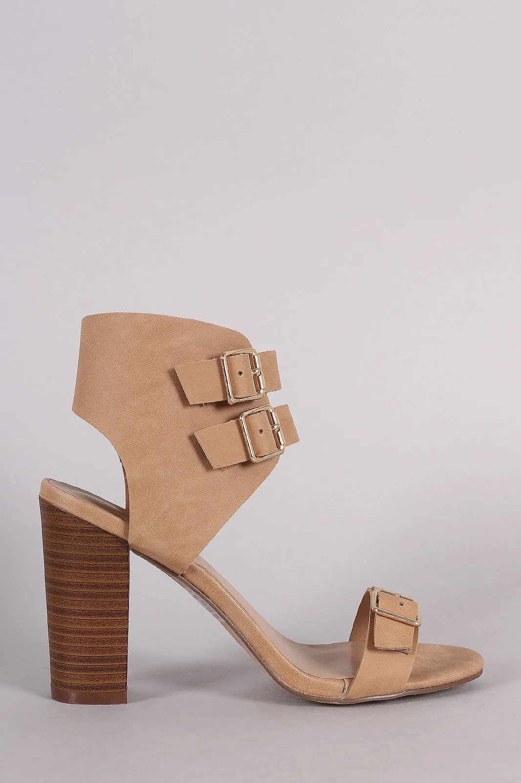 Breckelle Buckled Ankle Cuff Chunky Heel