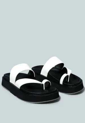 BULLOCK Slip-On Leather Sandal in White