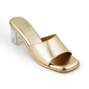 CARA- GOLD BLOCK HEELS