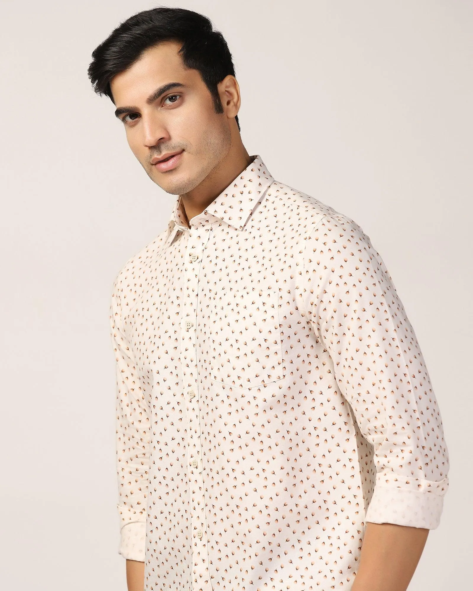 Casual Beige Printed Shirt - Ziff