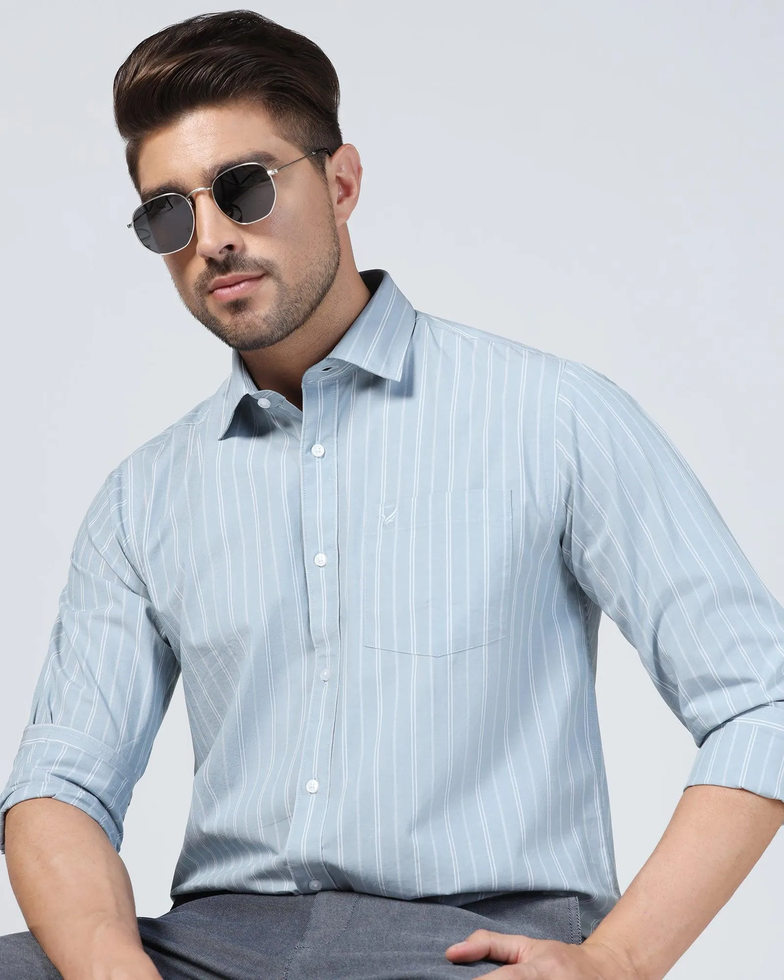 Casual Blue Stripe Shirt - Dollar