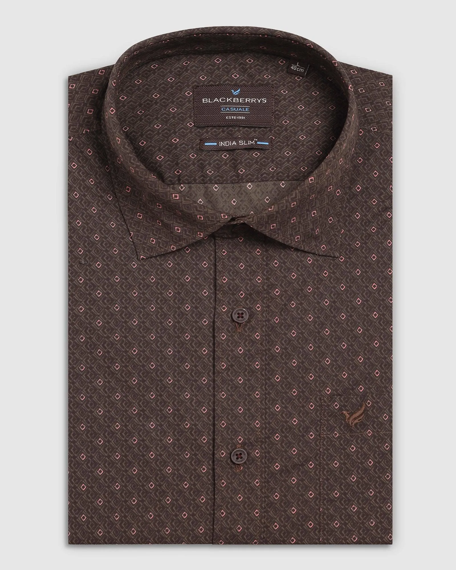 Casual Half Sleeve Brown Printed Shirt - Arwen