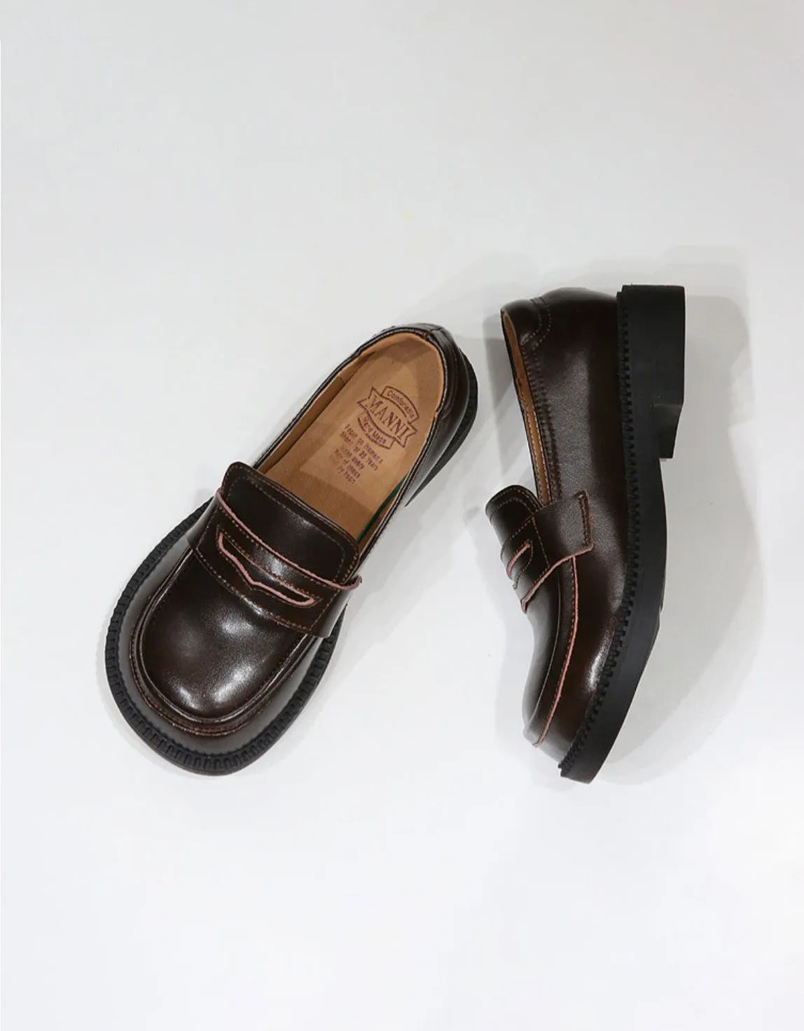 Comfortable Retro Leather Wide Toe Box Loafers