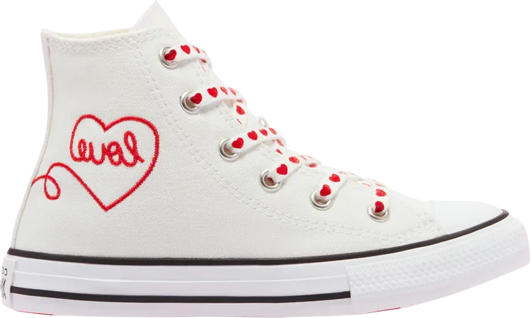 Converse Chuck Taylor All Star High GS Valentines Day Sneakers - White