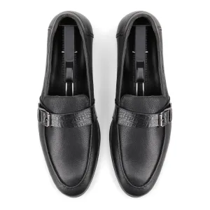 Crocodile Strapped Loafers - Black