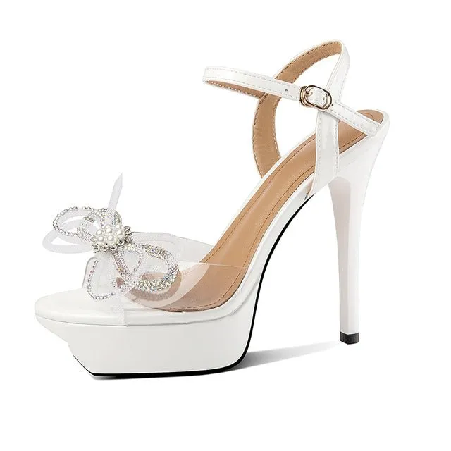 Crystal Chic Floral High Heel Pumps