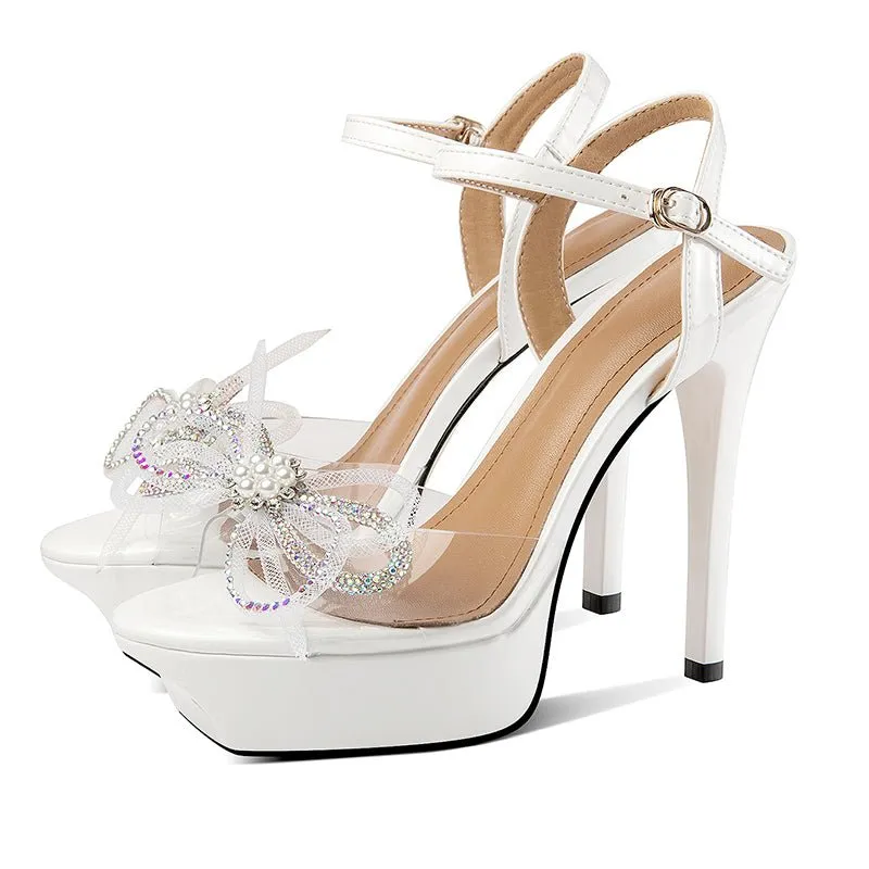 Crystal Chic Floral High Heel Pumps