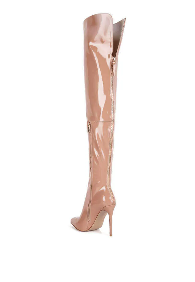 eclectic patent pu long stiletto boots