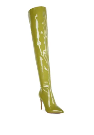 eclectic patent pu long stiletto boots