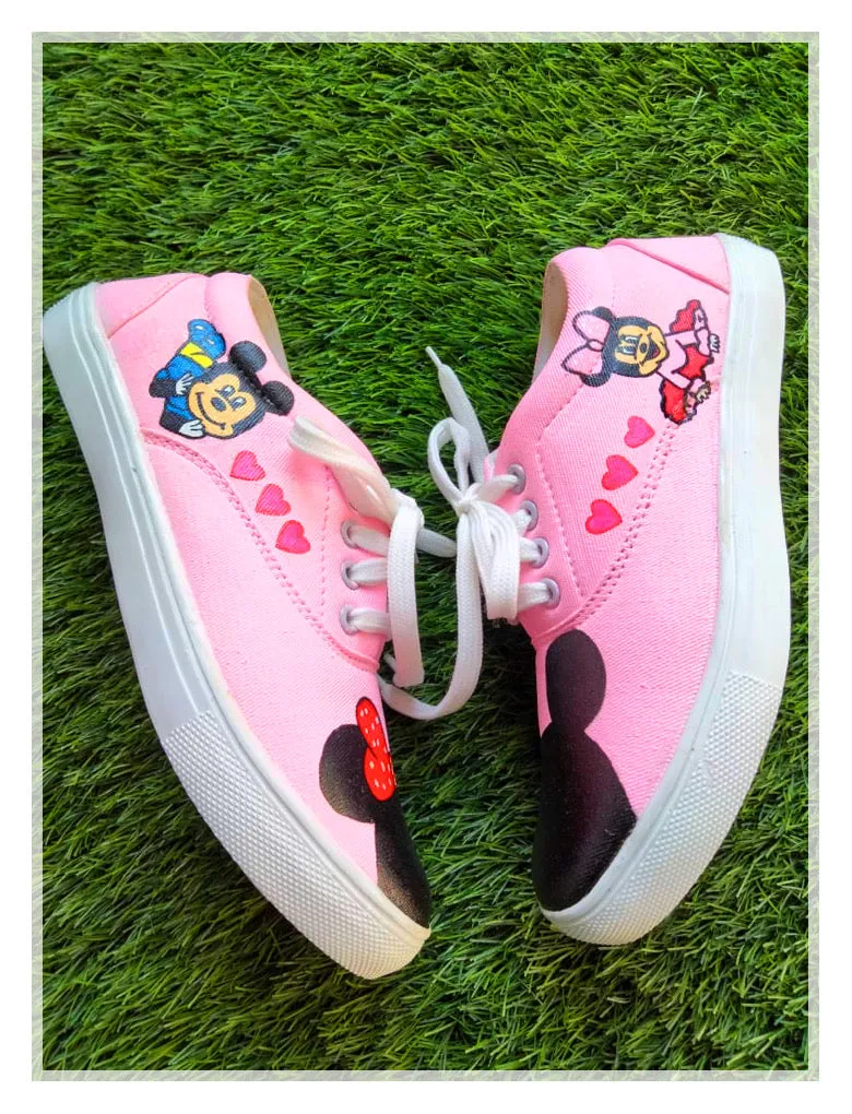 Funky N Trendy hand painted water resistant pink cute sneakers