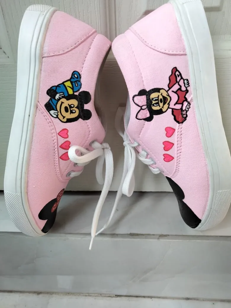 Funky N Trendy hand painted water resistant pink cute sneakers