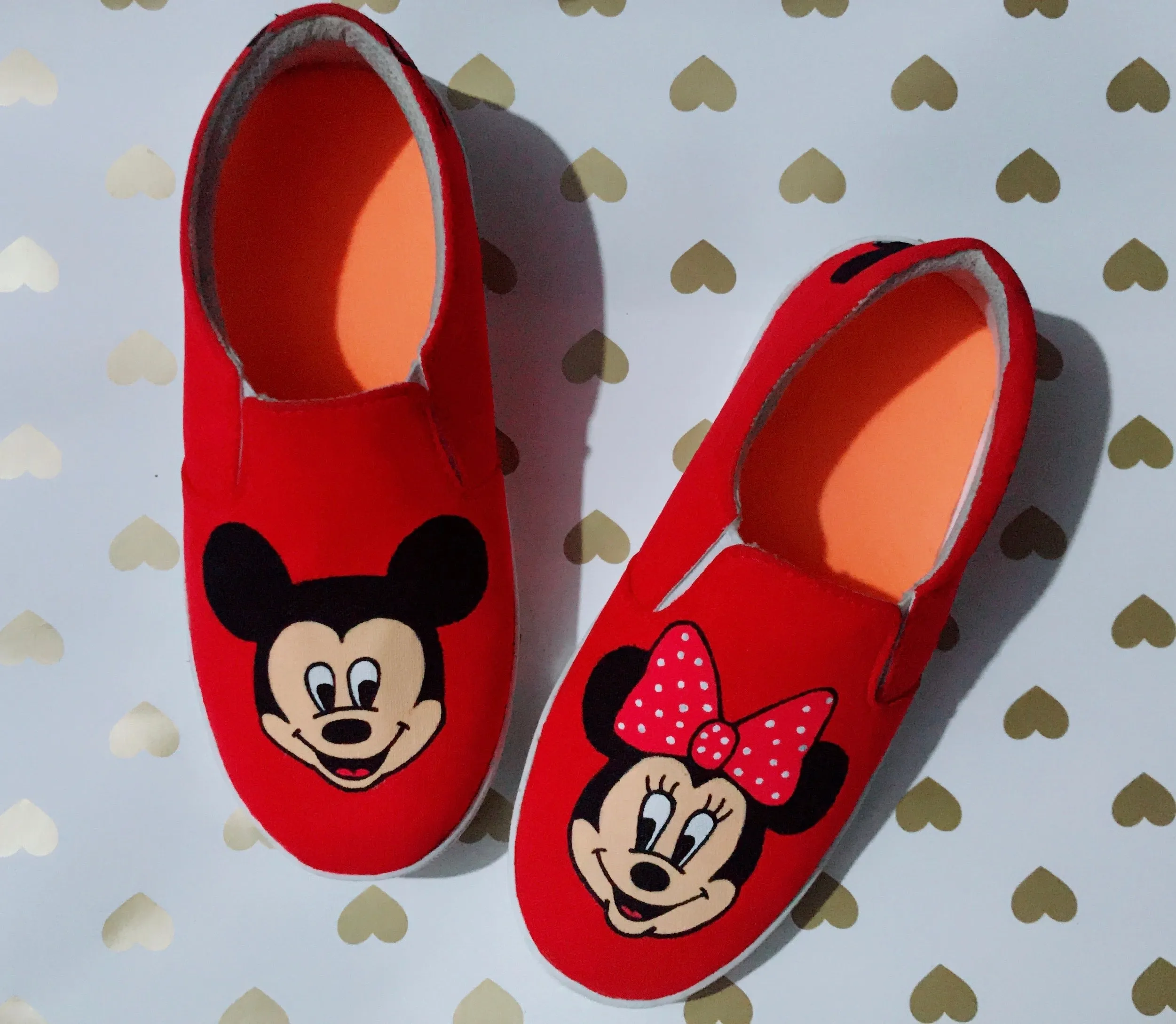 Funky N Trendy hand painted water resistant Red slip on shoes/ handpainted shoes/ women shoes / funky shoes