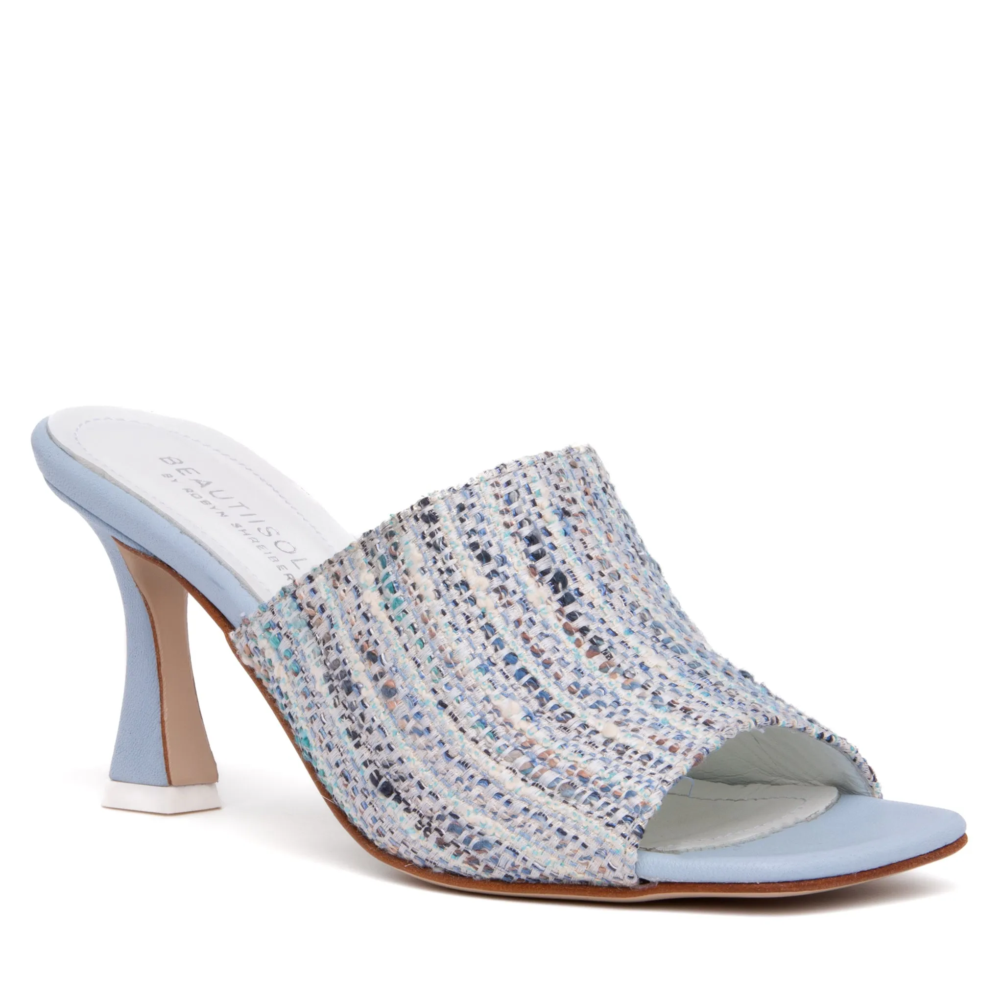 Gael Sky Blue Leather & Canvas Sandal