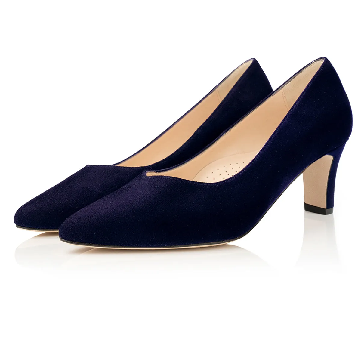 Helena Extra-Wide Fit Court Shoe – Navy Suede