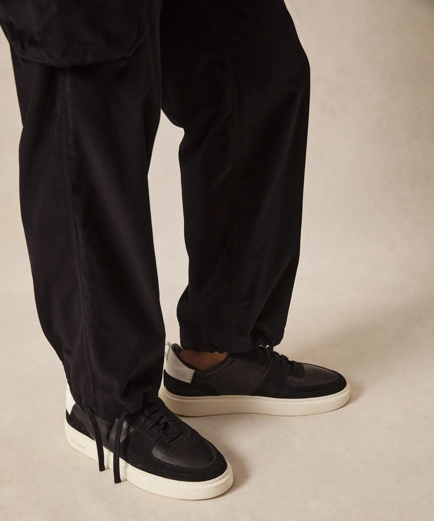 Italian Velvet Relaxed Cargo Pant in Black