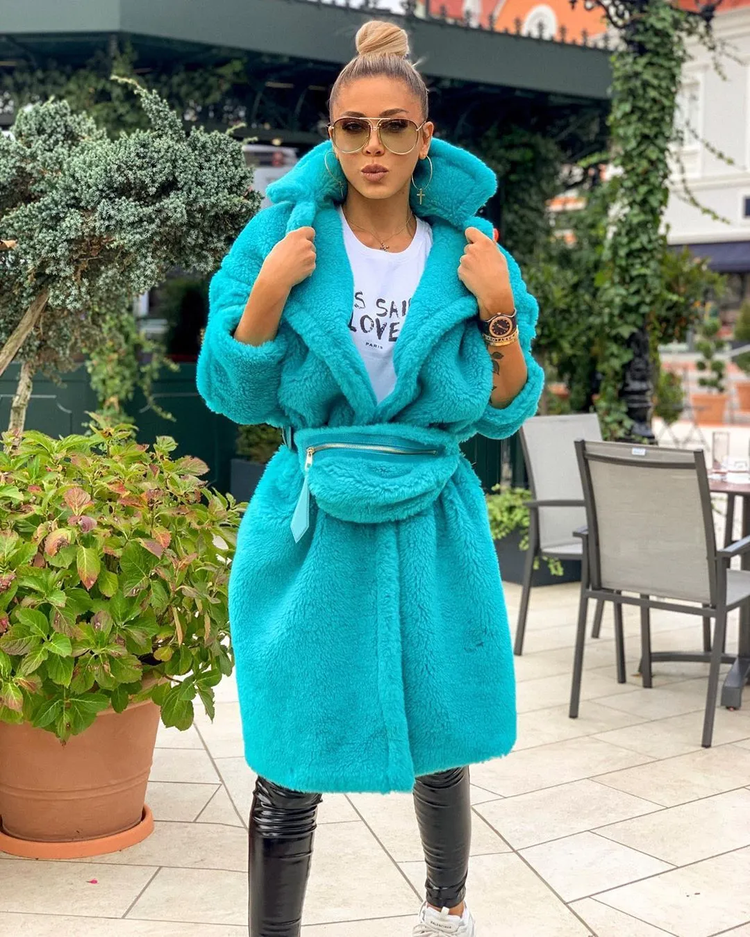 Jasmine Turquoise Faux Fur Coat - LIMITED STOCK