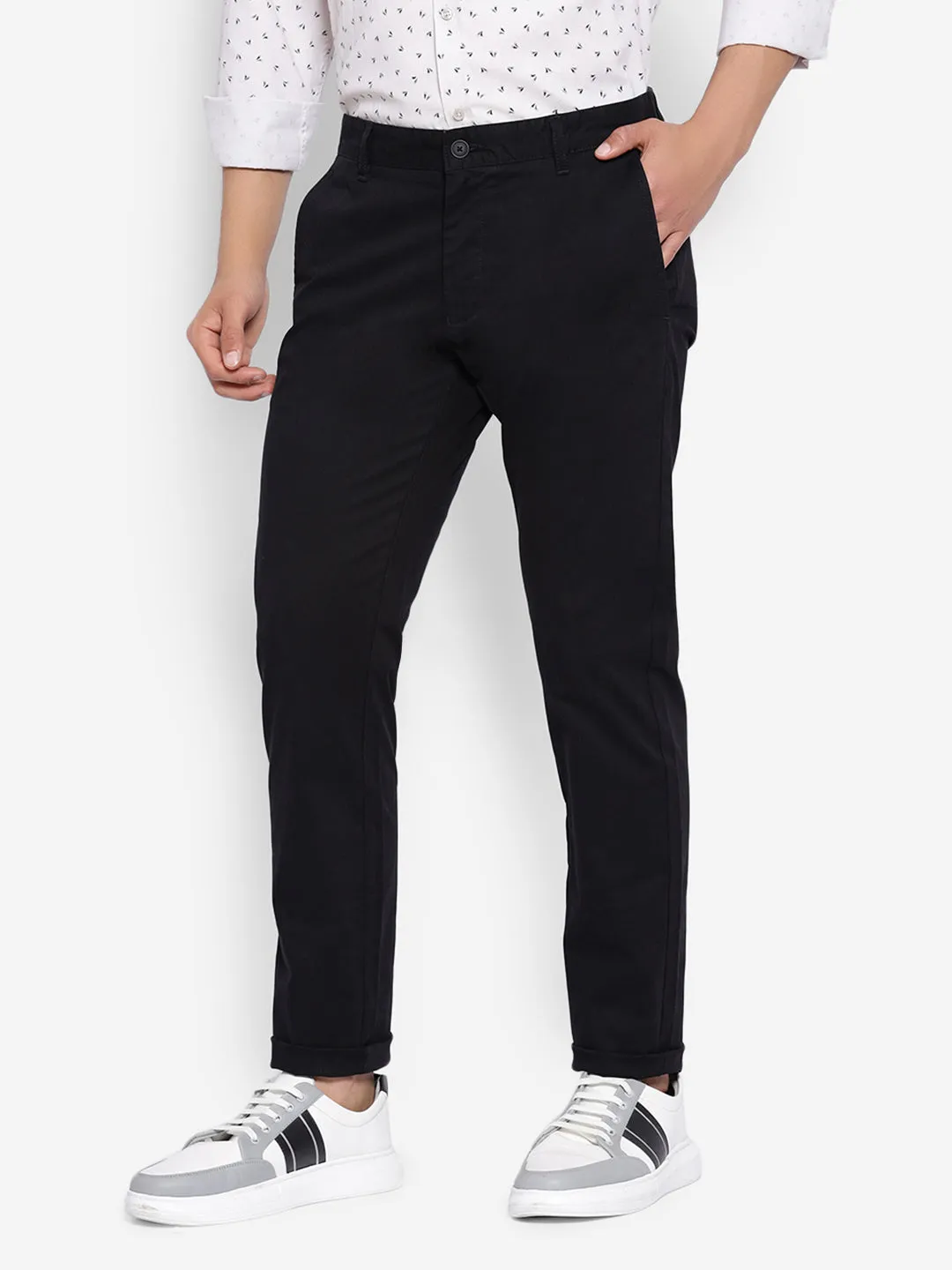 JUMP USA Men Black Premium Cotton Slim Fit Sustainable Chinos