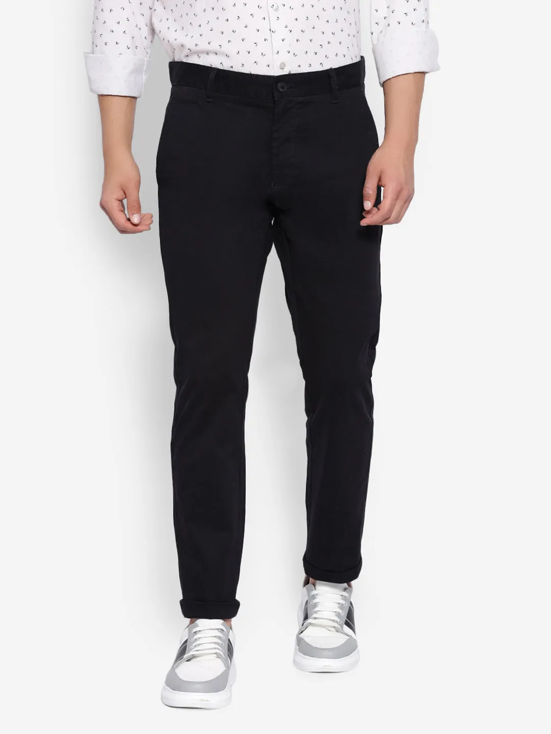 JUMP USA Men Black Premium Cotton Slim Fit Sustainable Chinos