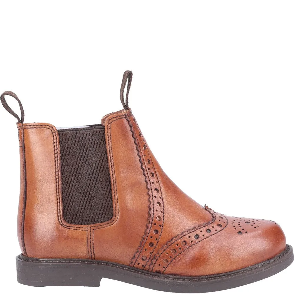 Kids Nympsfield Brogue Pull On Chelsea Boots Tan