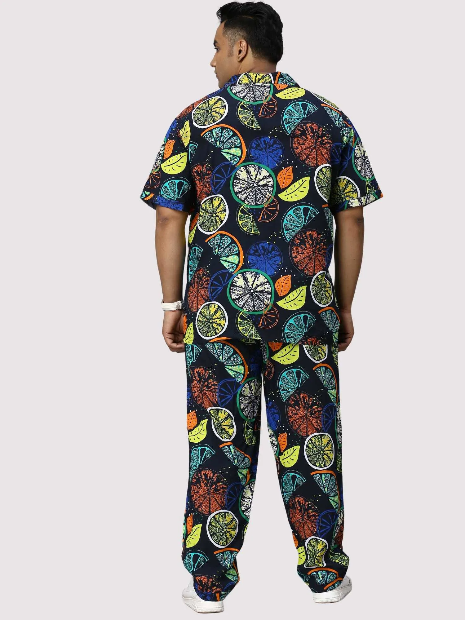 Lemon Burst Digital Printed Full Co-Ords Men's Plus Size