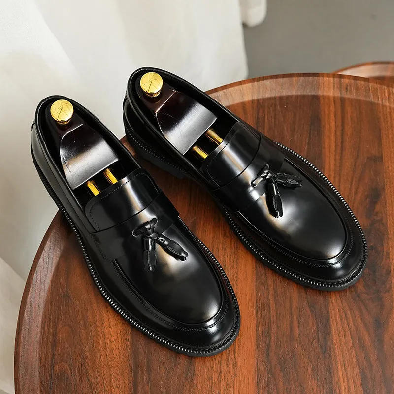 LuxeLeather Classic Slip-on Tassel Loafers