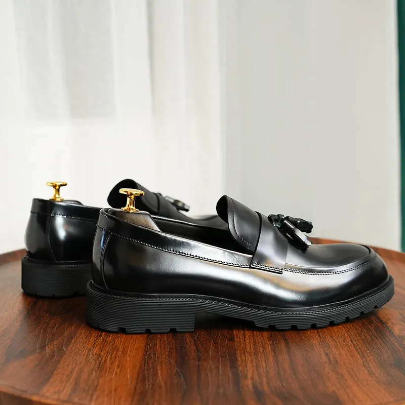 LuxeLeather Classic Slip-on Tassel Loafers