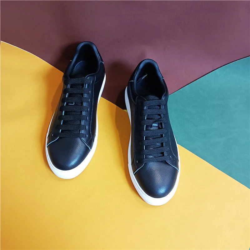 Luxury Leather Lace-up Platform Sneakers