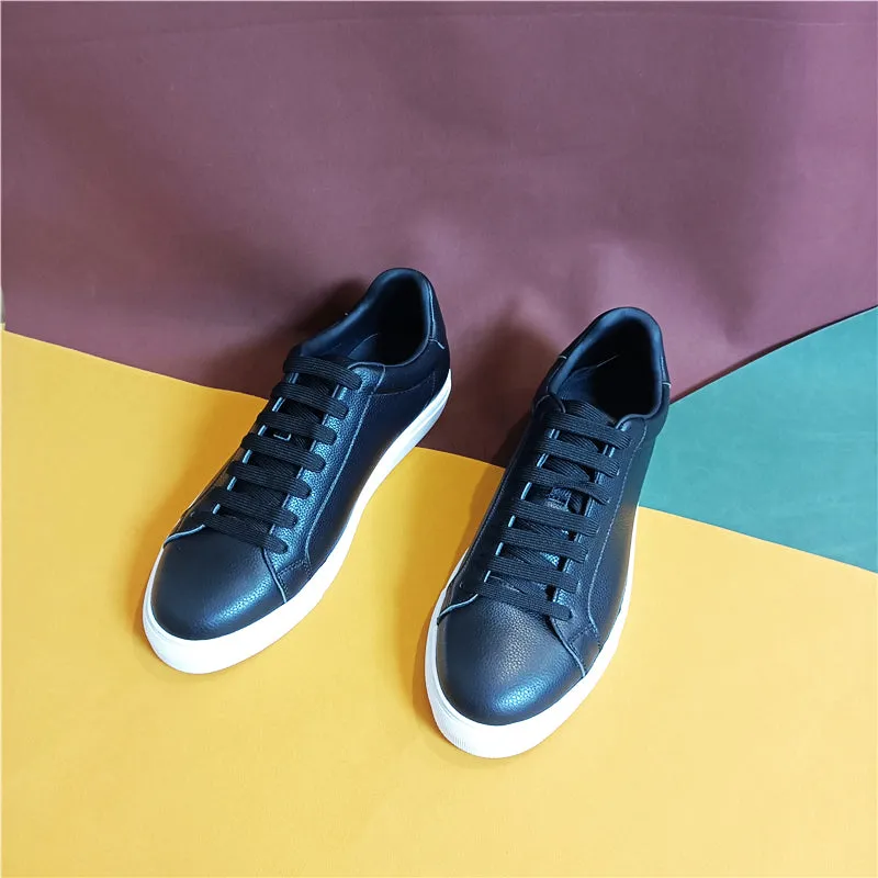 Luxury Leather Lace-up Platform Sneakers