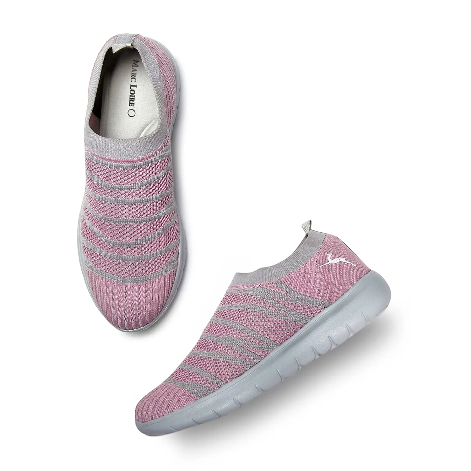 Marc Loire Slip-On Sneakers for Women, Lightweight & Comfortable Walking Sports Shoes Without Laces Pink