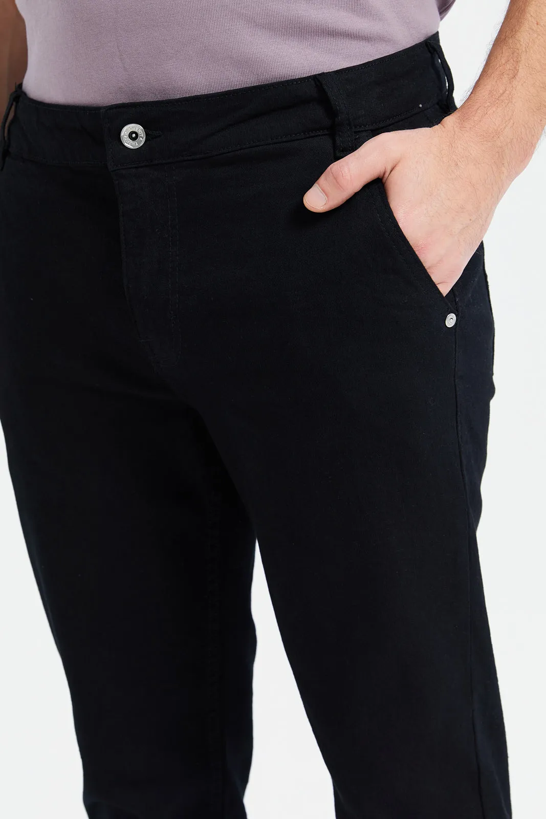 Men Black Pocket Denim Jeans