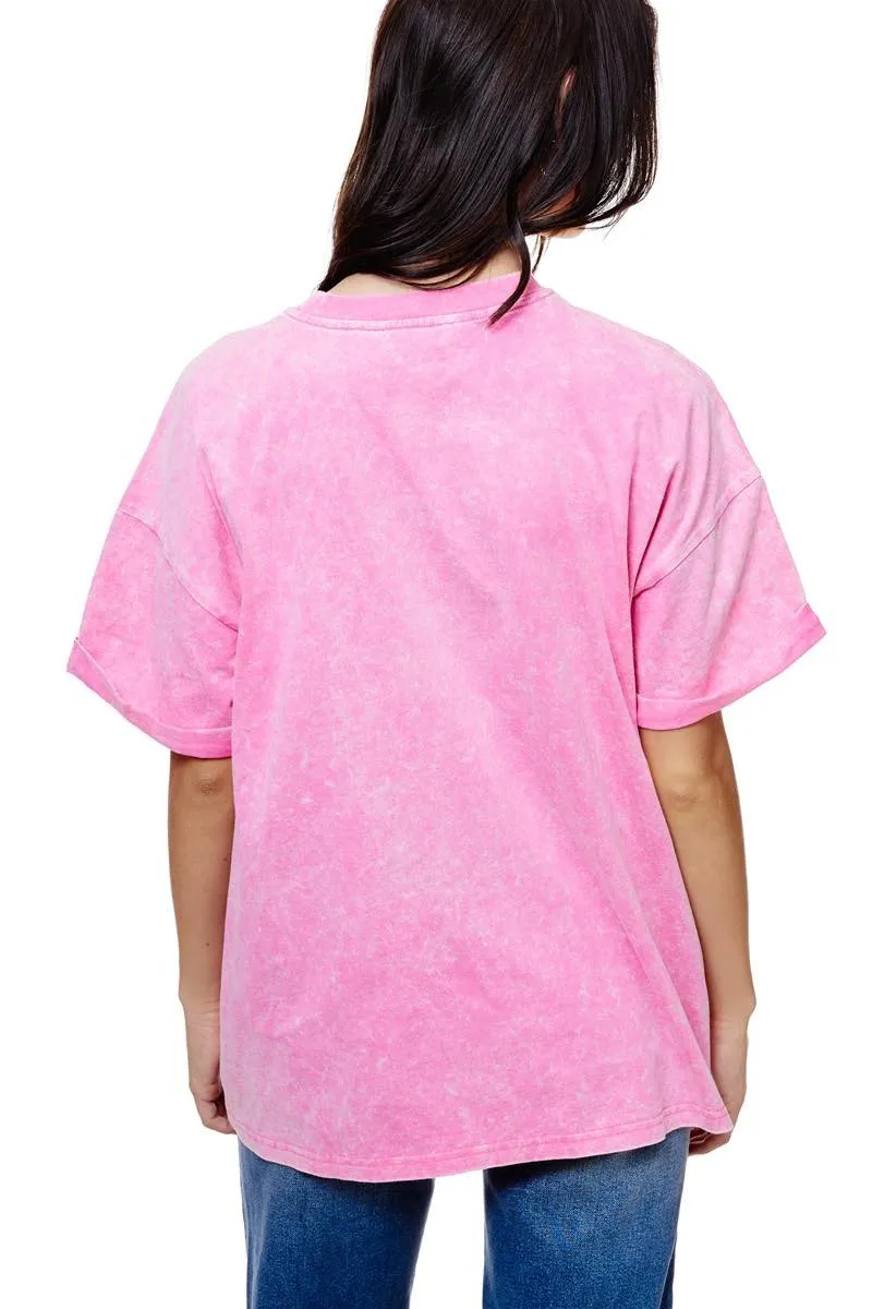 Metallic Cowboy Boots Tee Pink