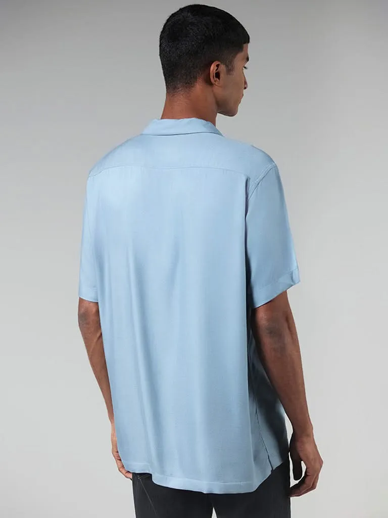 Nuon Solid Blue Relaxed-Fit Shirt