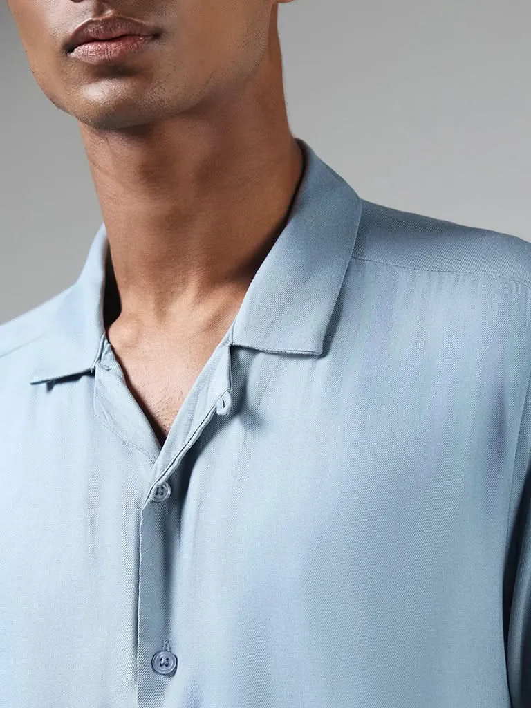 Nuon Solid Blue Relaxed-Fit Shirt