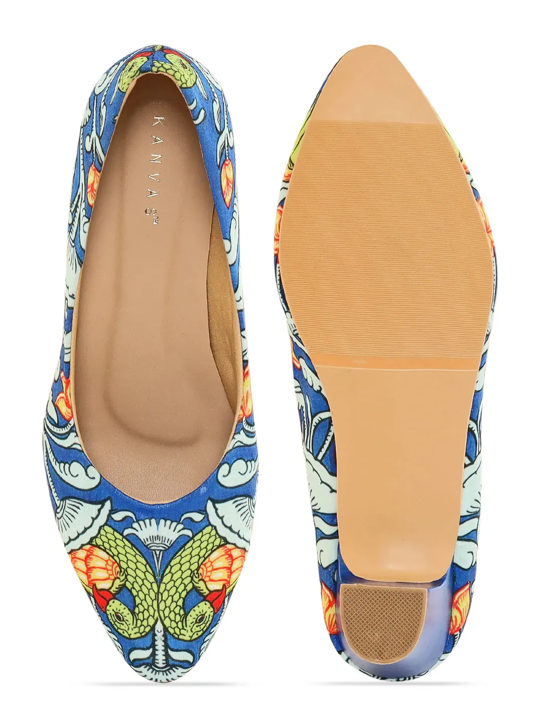 Ocean Of Nature Pattachitra Block Heels