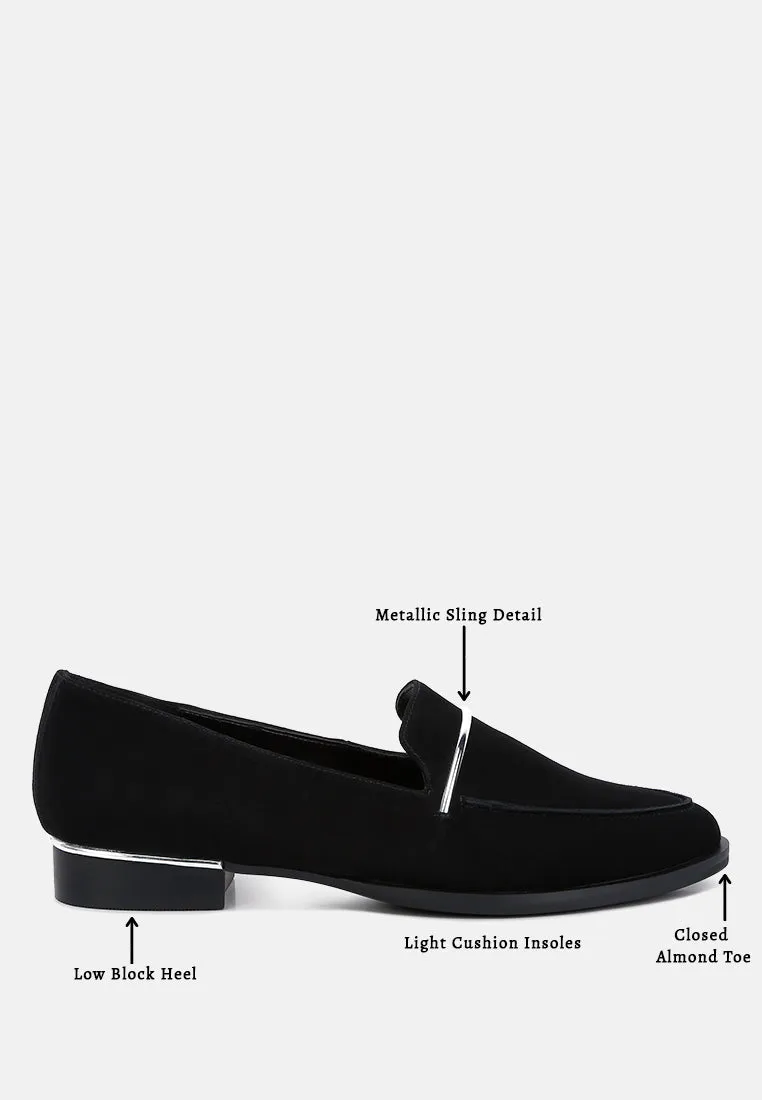 PAULINA Black Suede Leather Loafers